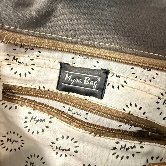 Myra Bag Recycled Calf Hair Backpack‎ Cotton Leather Gray Brown main image 6